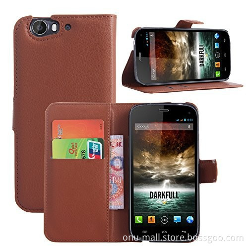 China Factory Magnetic Wallet Style Flip PU Leather Case for Wiko Darkfull Cover with Card Slots